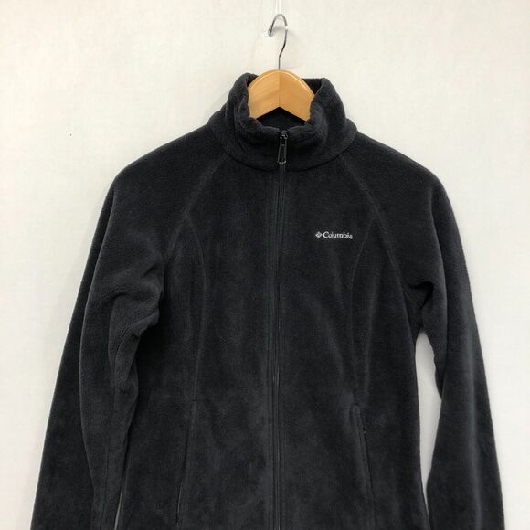 Columbia Women Full Zip Fleece Polyester Sweatshirt Size Small Black B289 -27 - Picture 10 of 14